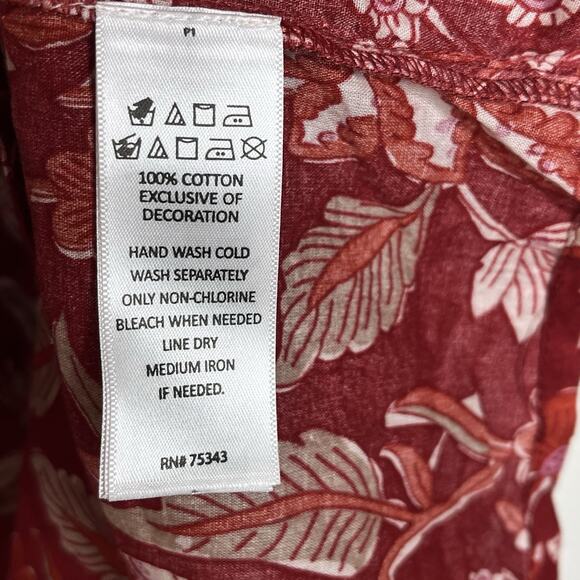 Rachel Zoe Embroidered Boho Top Red Womens Size M Floral Aztec Southwestern - Picture 7 of 8